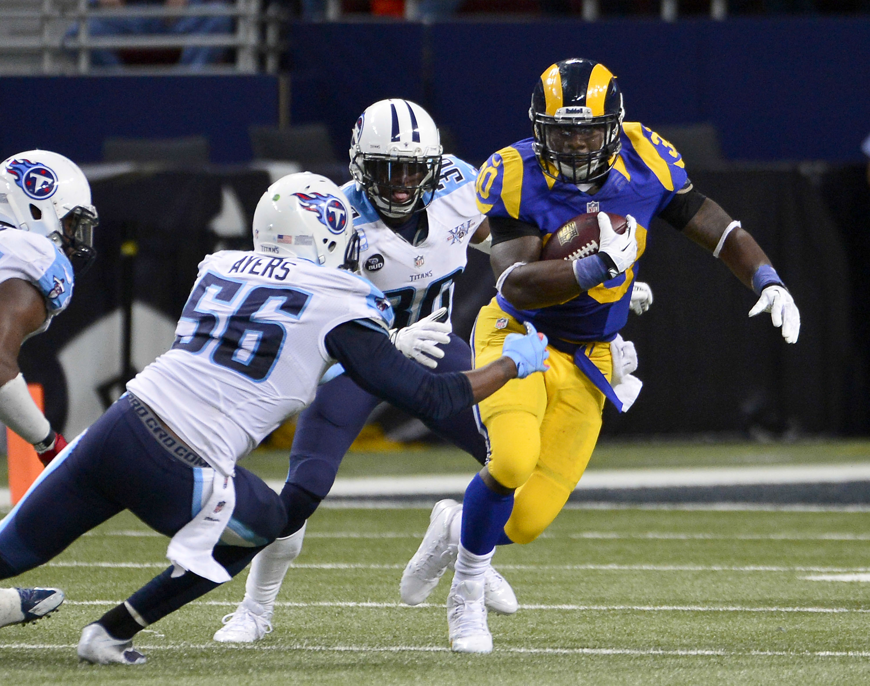 Tennessee Titans outside linebacker Akeem Ayers (56) watches from