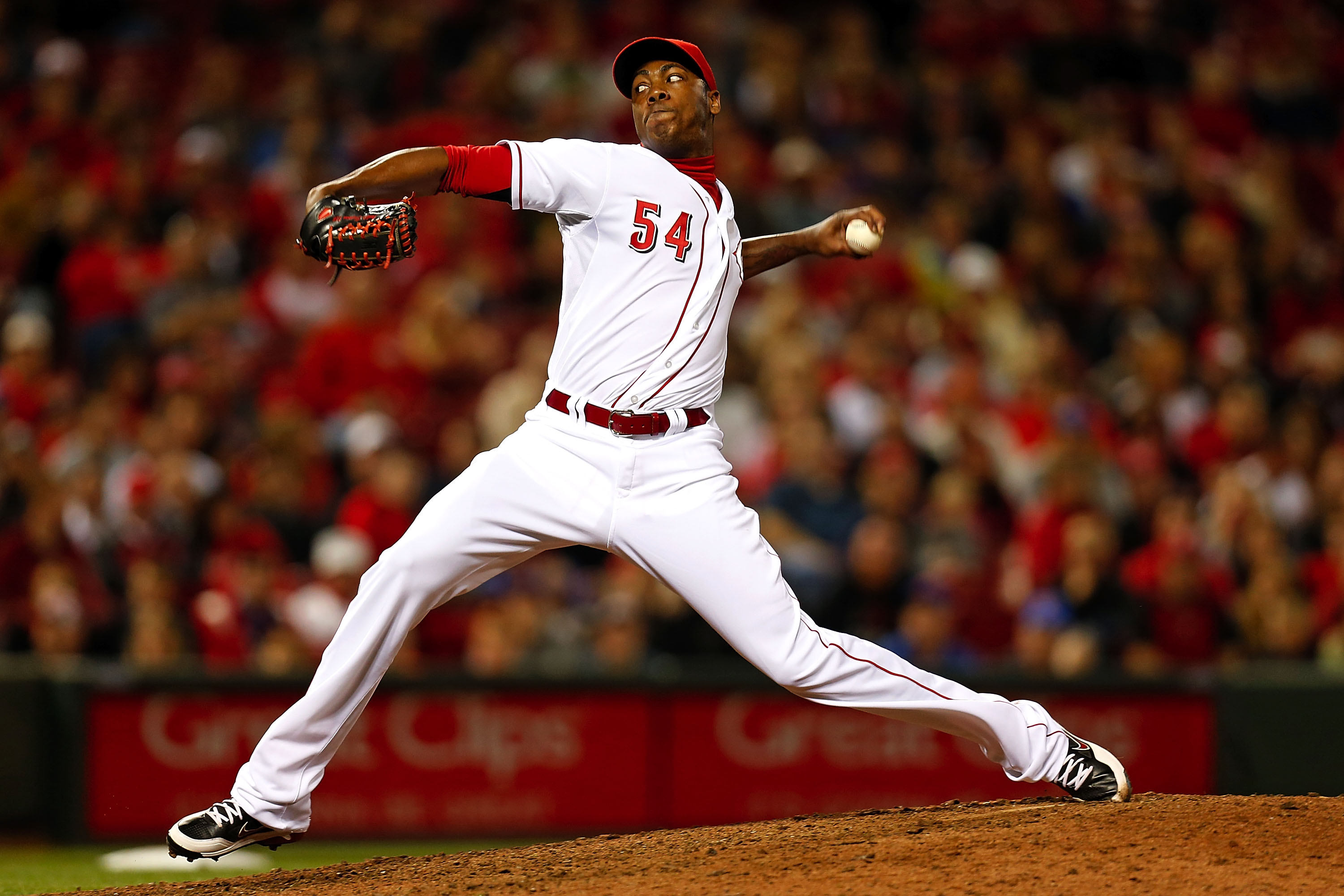 Aroldis Chapman Struck in the Face by Line Drive