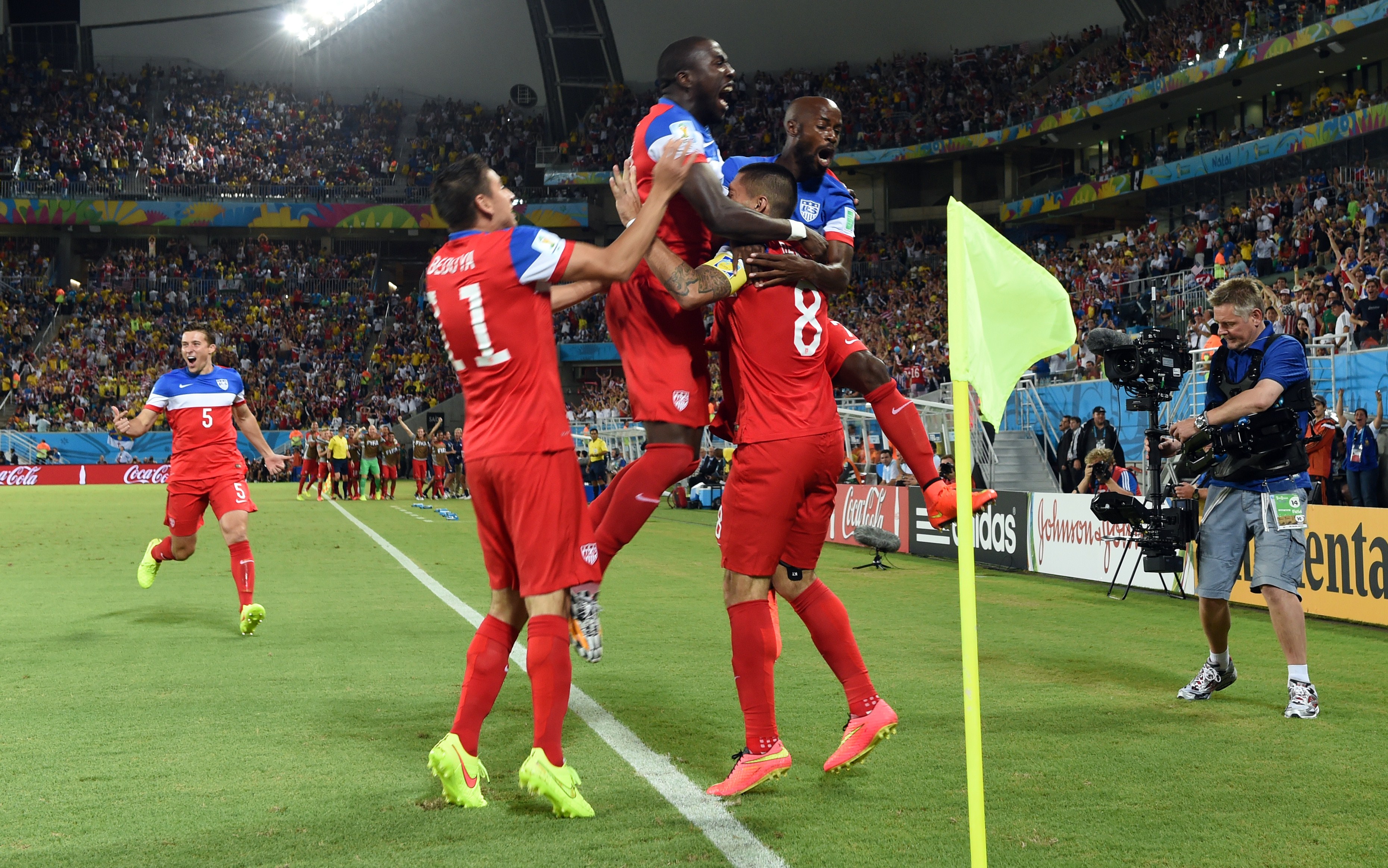 Clint Dempsey celebrates for USA 2014 World Cup