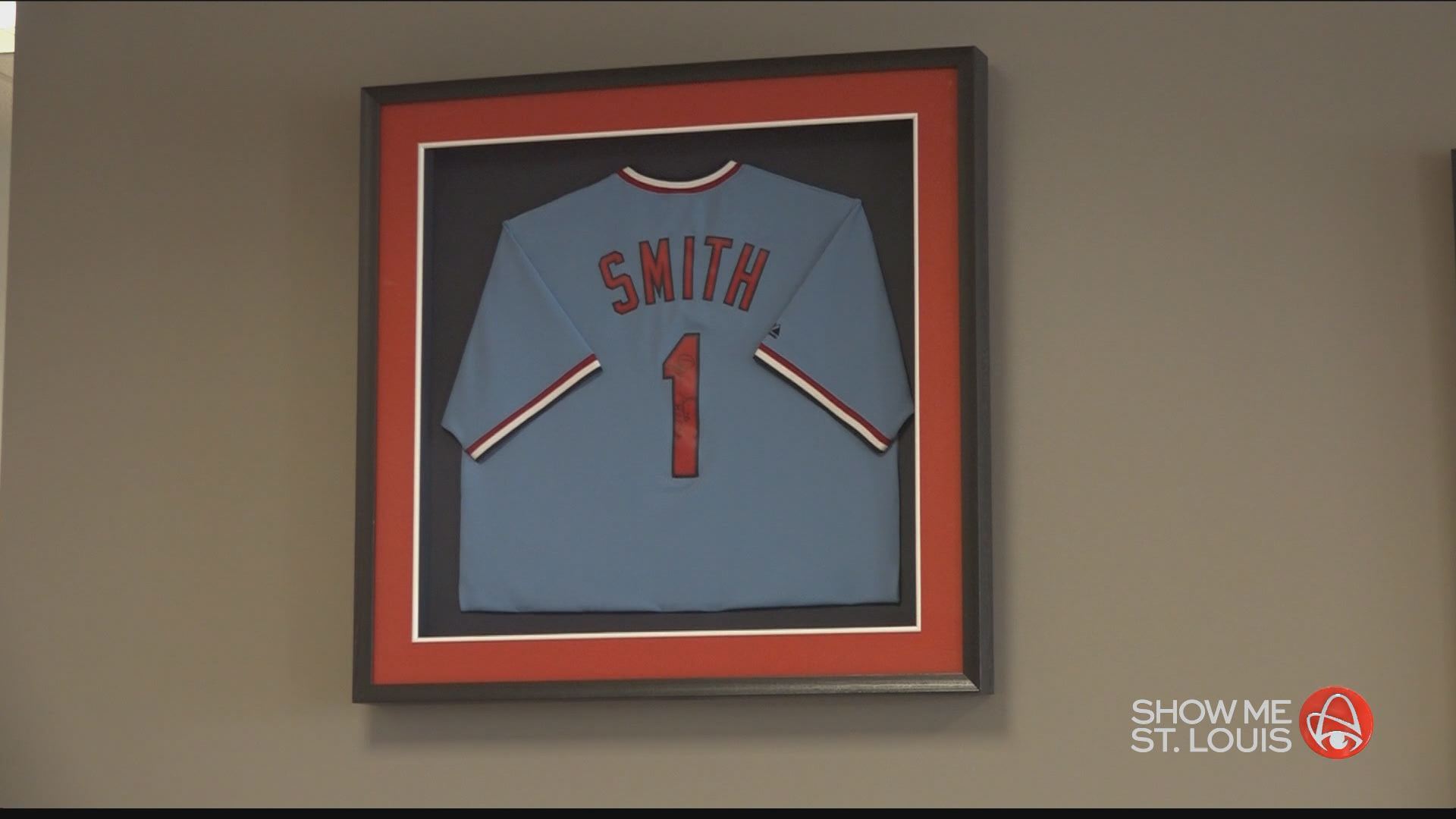 Ozzie Smith Autographed and Framed St Louis Cardinals Jersey