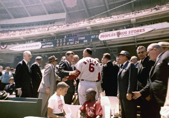 Charitybuzz: Stan Musial Signed & Framed St. Louis Cardinals Photo with JFK